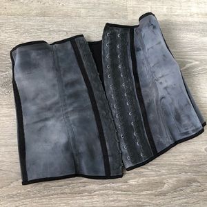 Gray Latex/rubber corset with cotton lining